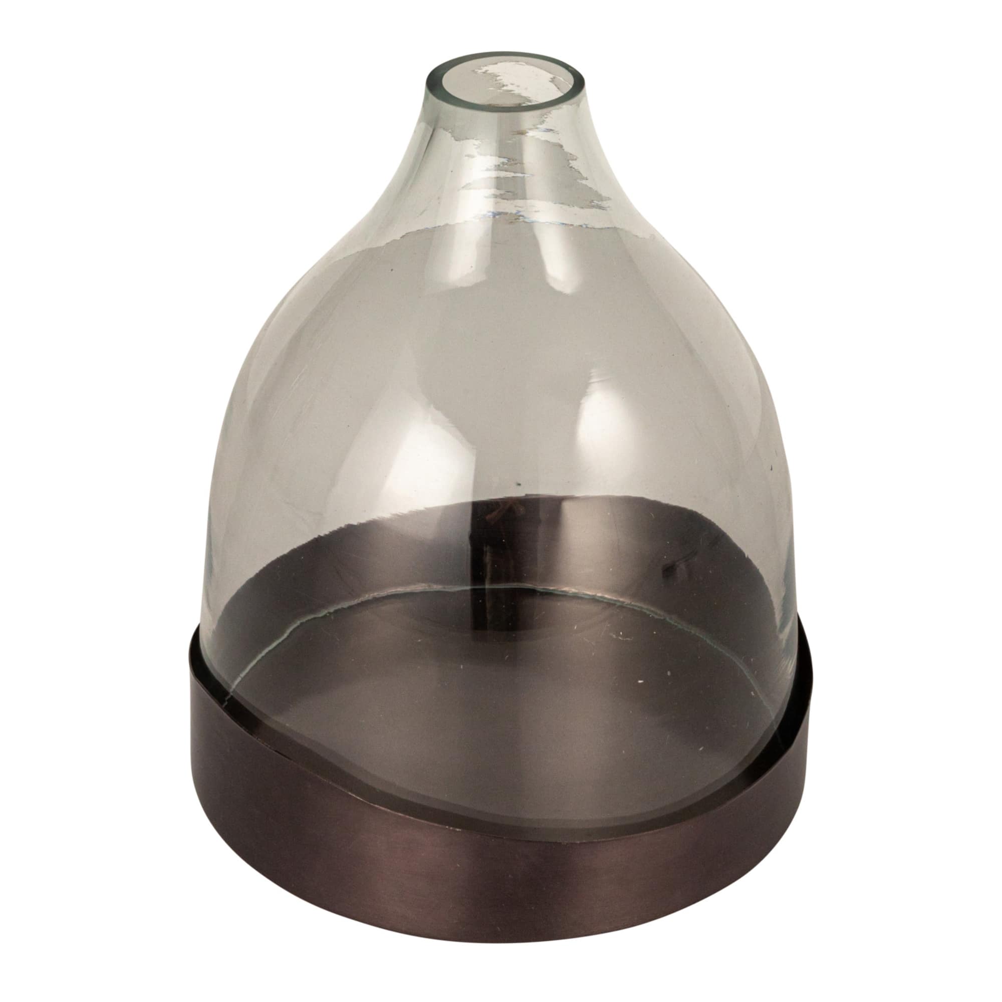 Hello Honey® 10" Clear & Black Metal Sophisticated Glass Cloche with Metal Tray